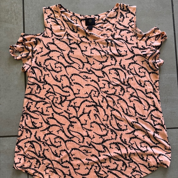 JW Collection Coral Sleeveless Blouse Black Embroidered Vine Print Size L - Picture 1 of 5